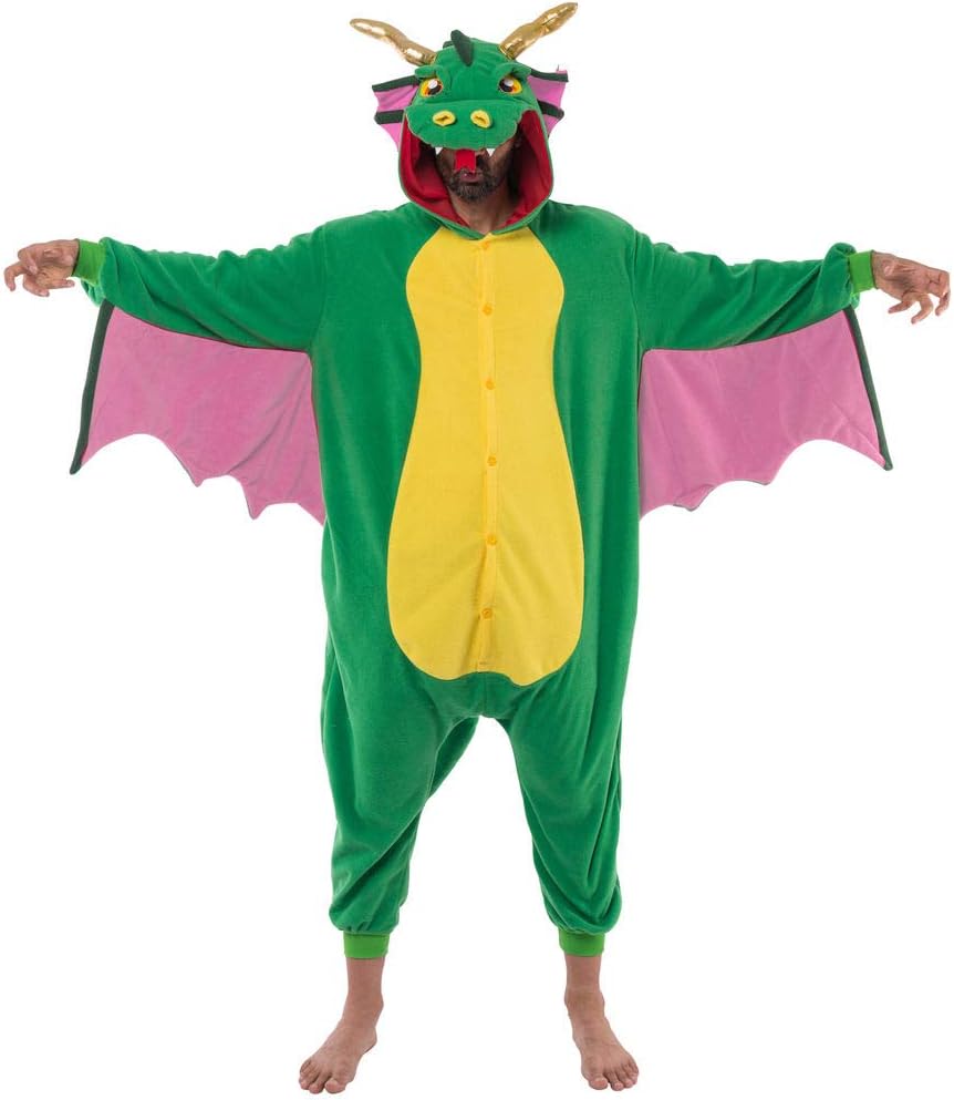 Spooktacular Creations Unisex Adult Pajama Plush jumpsuit One Piece Dragon Animal Costume