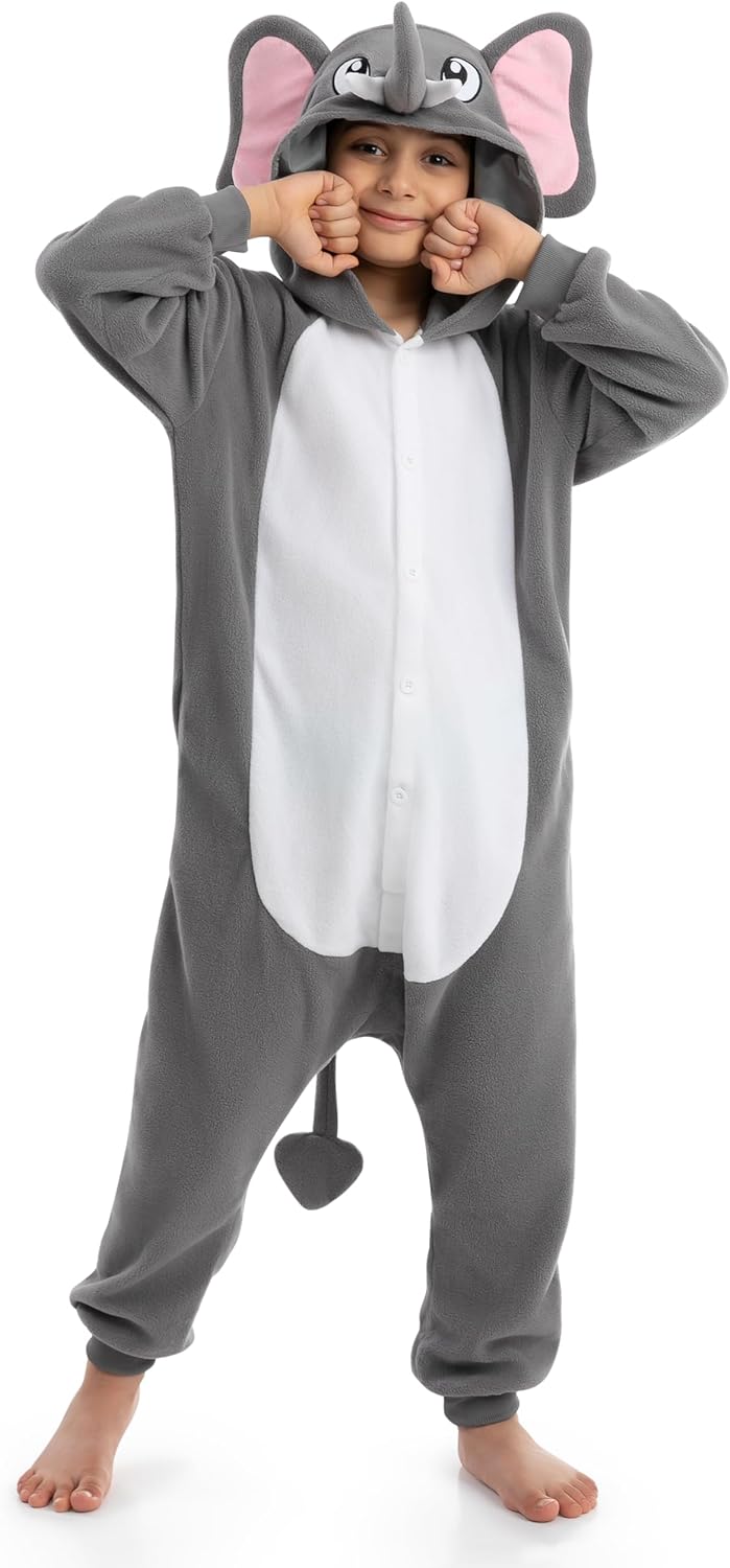 Spooktacular Creations Unisex Child Pajama Plush jumpsuit One Piece Elephant Animal Costume