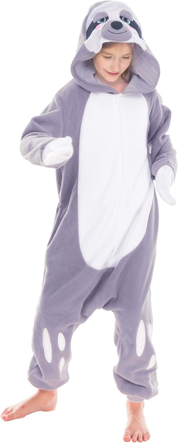 Spooktacular Creations Unisex Child Pajama Plush jumpsuit One Piece Sloth Animal Costume Grey