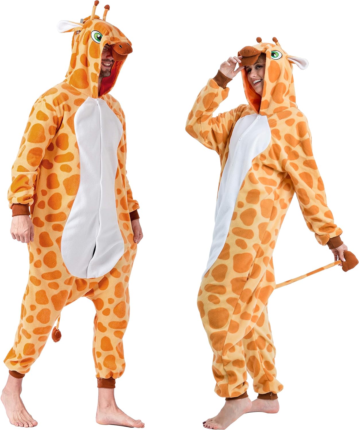 Spooktacular Creations Unisex Adult Pajama Plush jumpsuit One Piece Giraffe Animal Costume