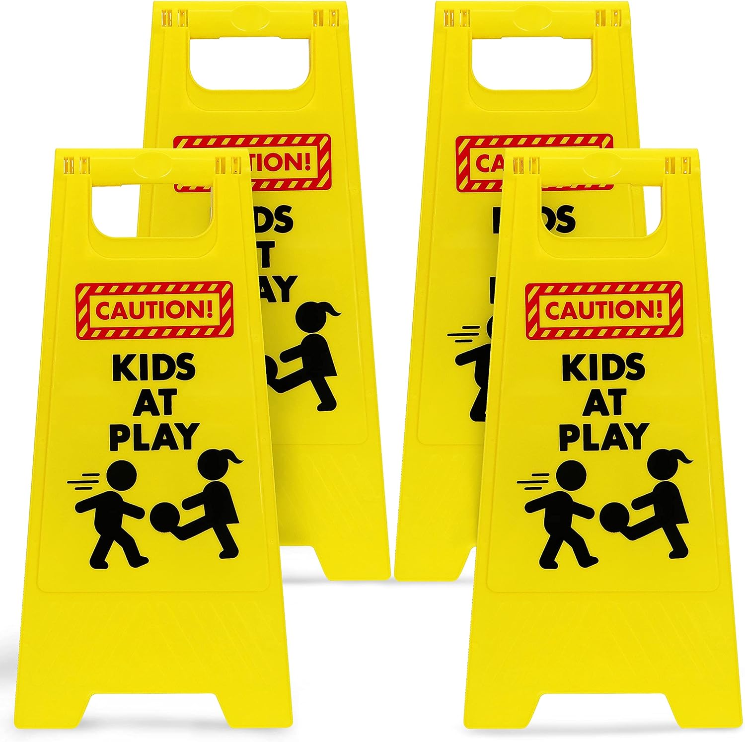 4 PCS Caution! Kids at Play! Warning Board Sign Kids Playing for Yards, Neighborhoods, Schools, Day Cares, Park & Street, Sidewalk, & Driveway