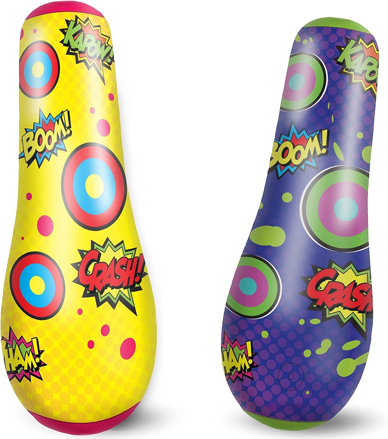 2 Pack Inflatable Bopper, 47 Inches Kids Punching Bag with Bounce-Back Action, Inflatable Punching Bag for Kids