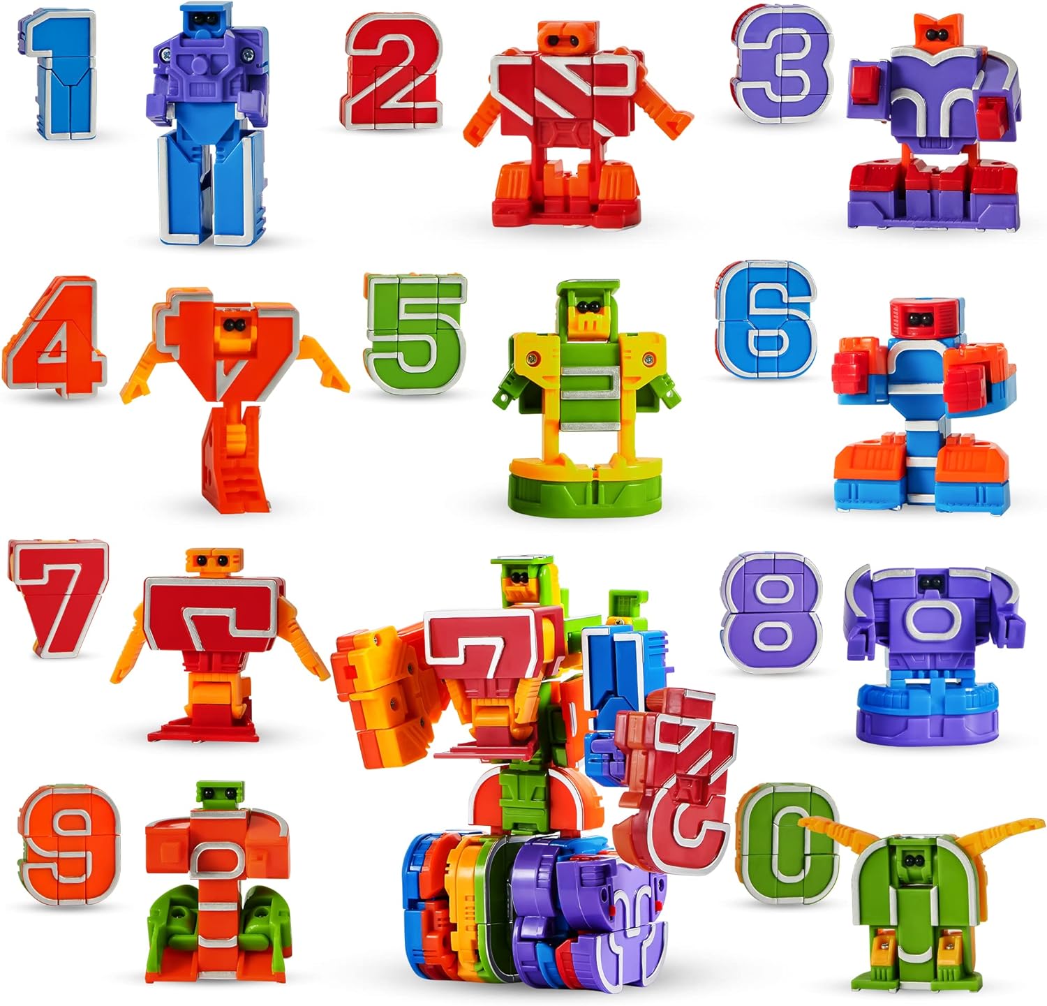 JOYIN 10 Pcs Number Bots Toys, Number Block, Number Bots, Action Figure Learning Toys, Number Robots Toys, Educational Toy, Gifts for Kids Boys Girls 3 4 5 6 Years Old