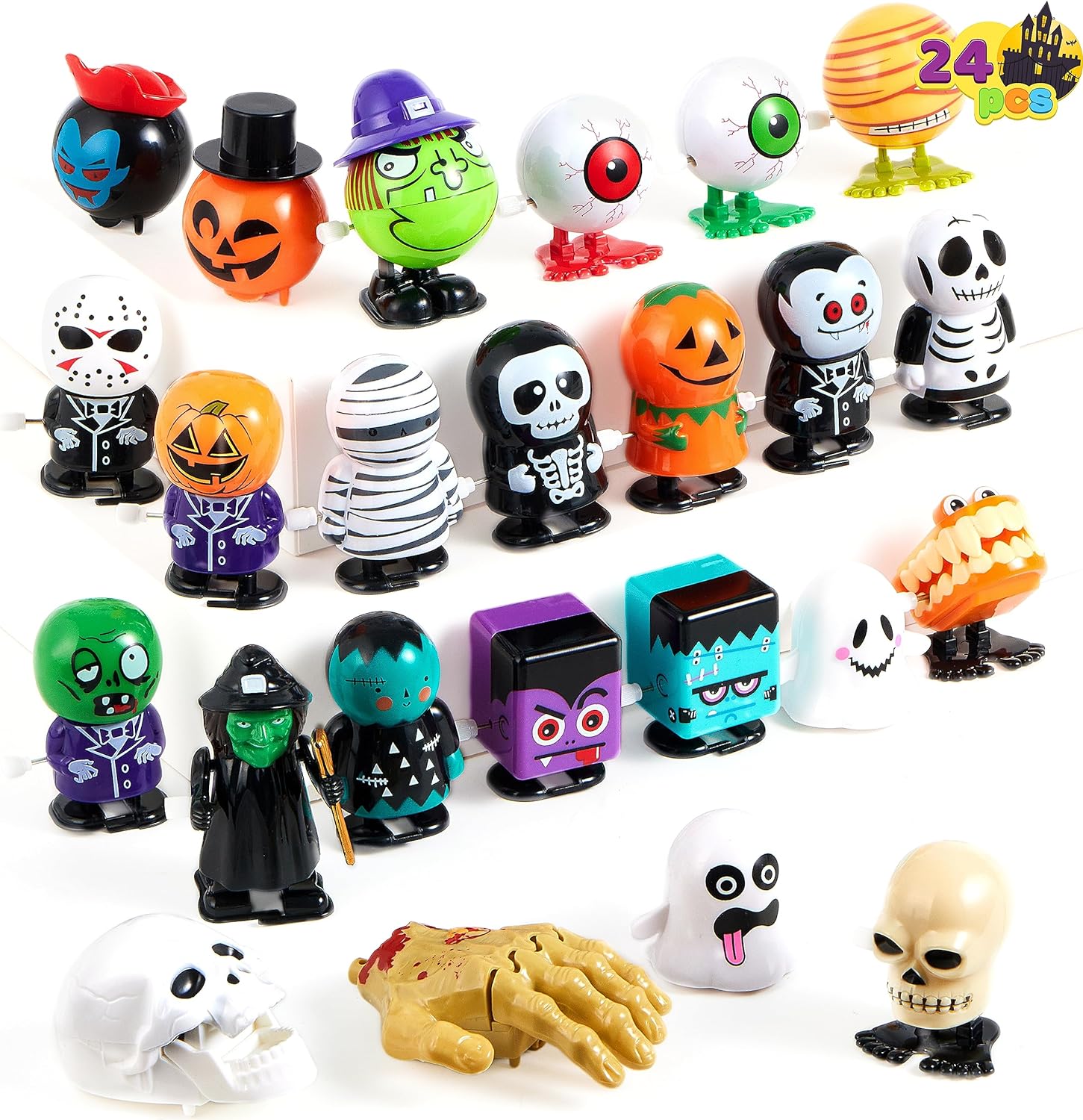 JOYIN 24 Pcs Halloween Wind Up for Halloween Party Favors, Trick or Treat Handouts, and Halloween Party Gift Goody Bag Fillers