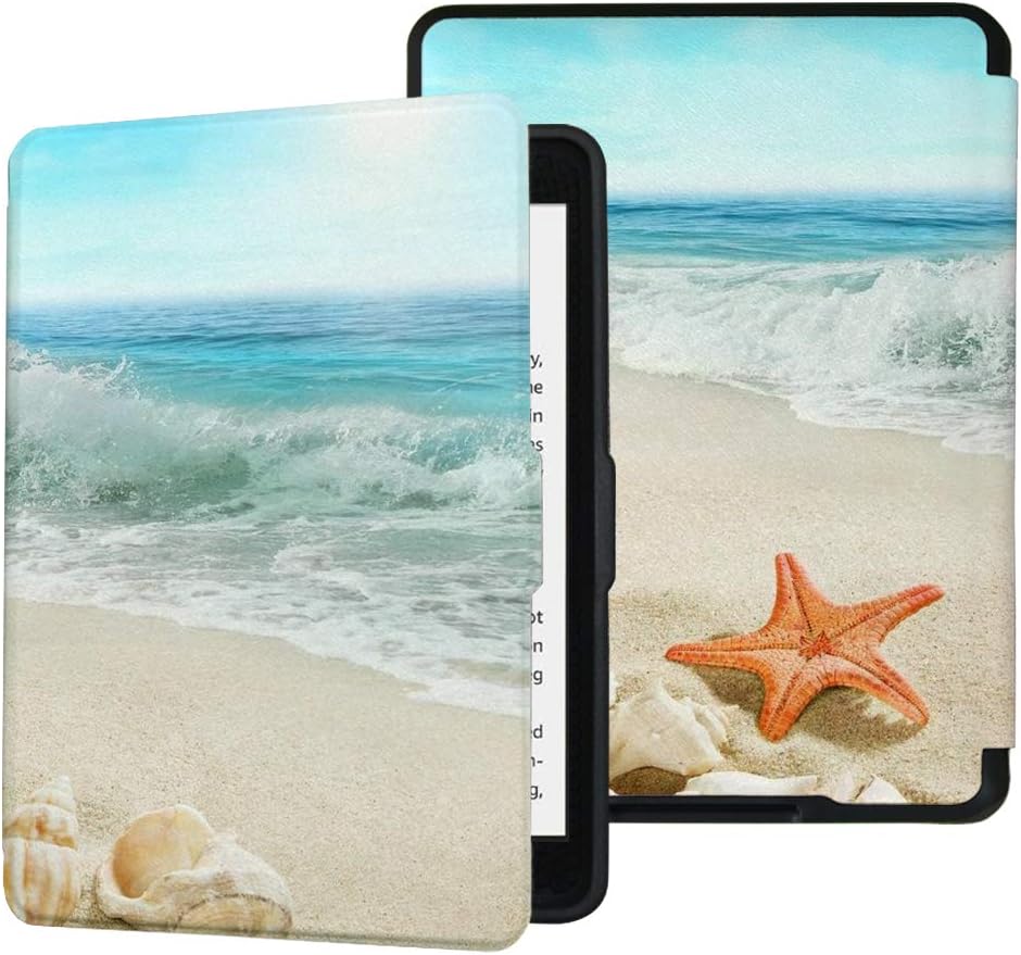 QIYI Case for Older Kindle Paperwhite Prior to 2018 (Not Fit All-New Paperwhite 10th Gen) eBook Reader Covers PU Leather Waterproof Slimshell with Auto Wake/Sleep - Sandy Beach