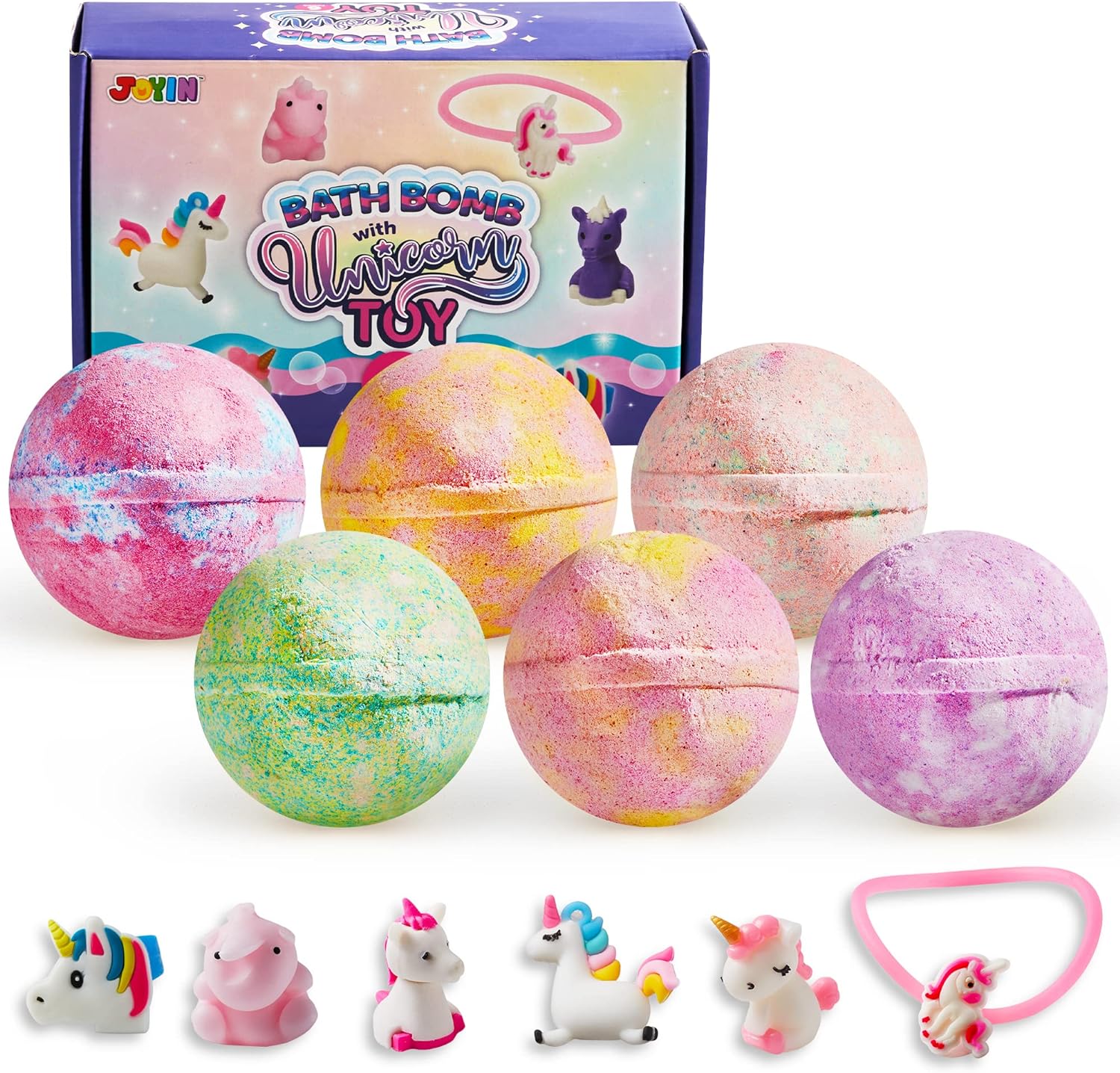 Bath Bomb with Unicorn Toy, 6 Pack