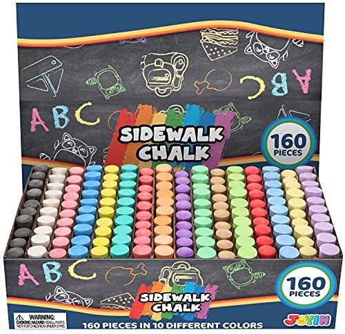 160 PCS Washable Sidewalk Chalks Set Non-Toxic Jumbo Chalk for Outdoor Art Play, Painting on Chalkboard, Blackboard and Playground