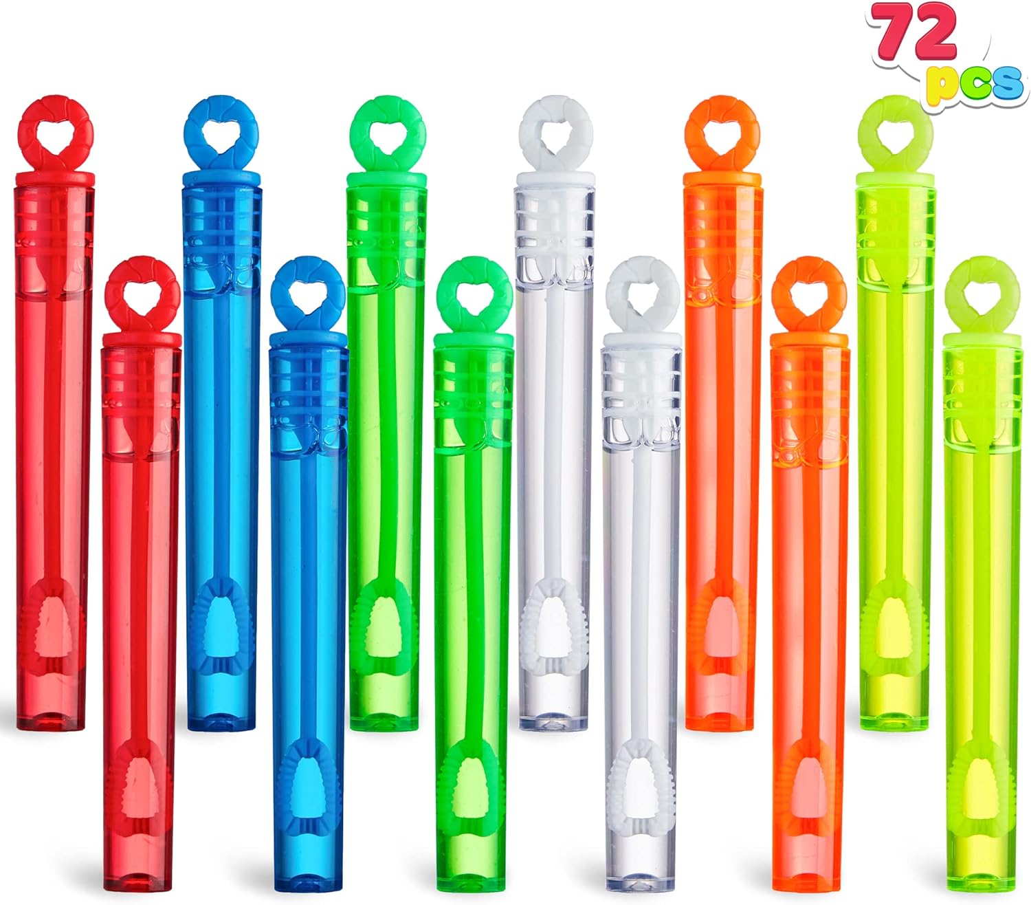 JOYIN 72 Pcs Mini Bubble Wands Bulk with 6 Colors for Kids' Summer Bubble Toys, Outdoor Fun Activity, Party Favors Gift, Game prizes