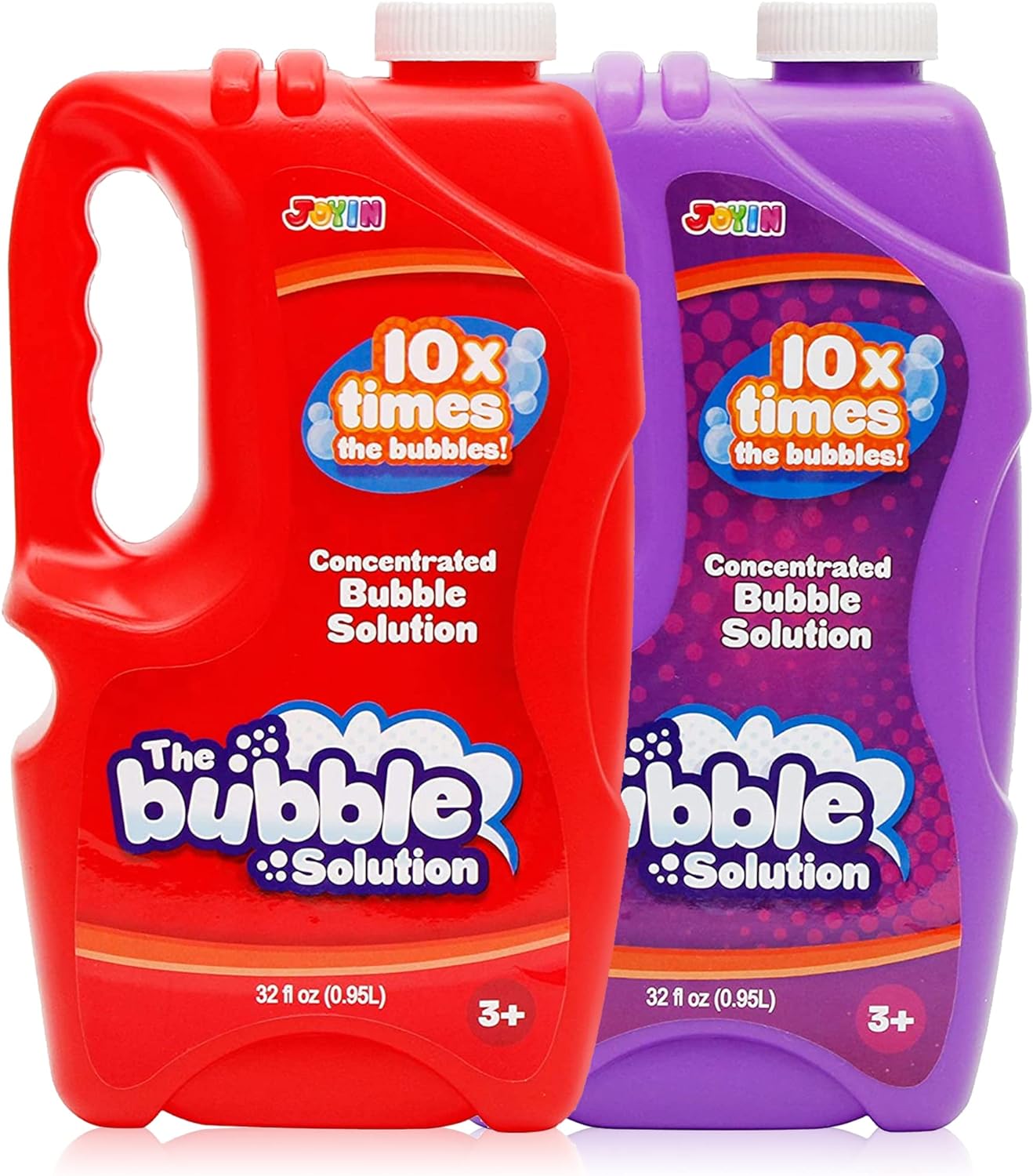 JOYIN 2 Bottles Bubbles Refill Solutions 64oz (up to 5 Gallon) Big Bubble Solution 64 OZ Concentrated Bubble Solution for Bubble Machine, Gun, Wand Refill Fluid Summer, Easter Toys (Red Purple)