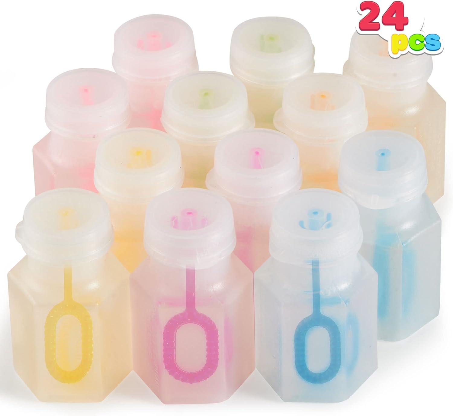 JOYIN 24 Pcs Mini Bubble Wands Assortment Party Favors Toys for Kids Child, Summer Gifts Bubbles Fun Toys,Wedding, Bath Time,Summer Outdoor Gifts for Girls Boys