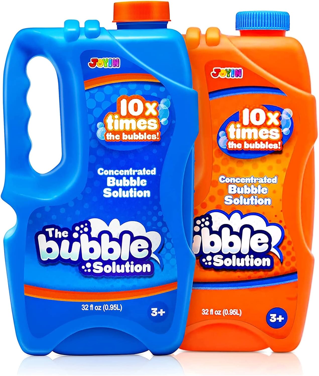 JOYIN 2 Bottles Bubbles Refill 64 oz (up to 5 Gallon) Big Bubble 64 OZ Concentrated Bubble Solution for Bubble Machine, Gun, Wand Refill Fluid Summer, Easter Toys(Orange Blue)