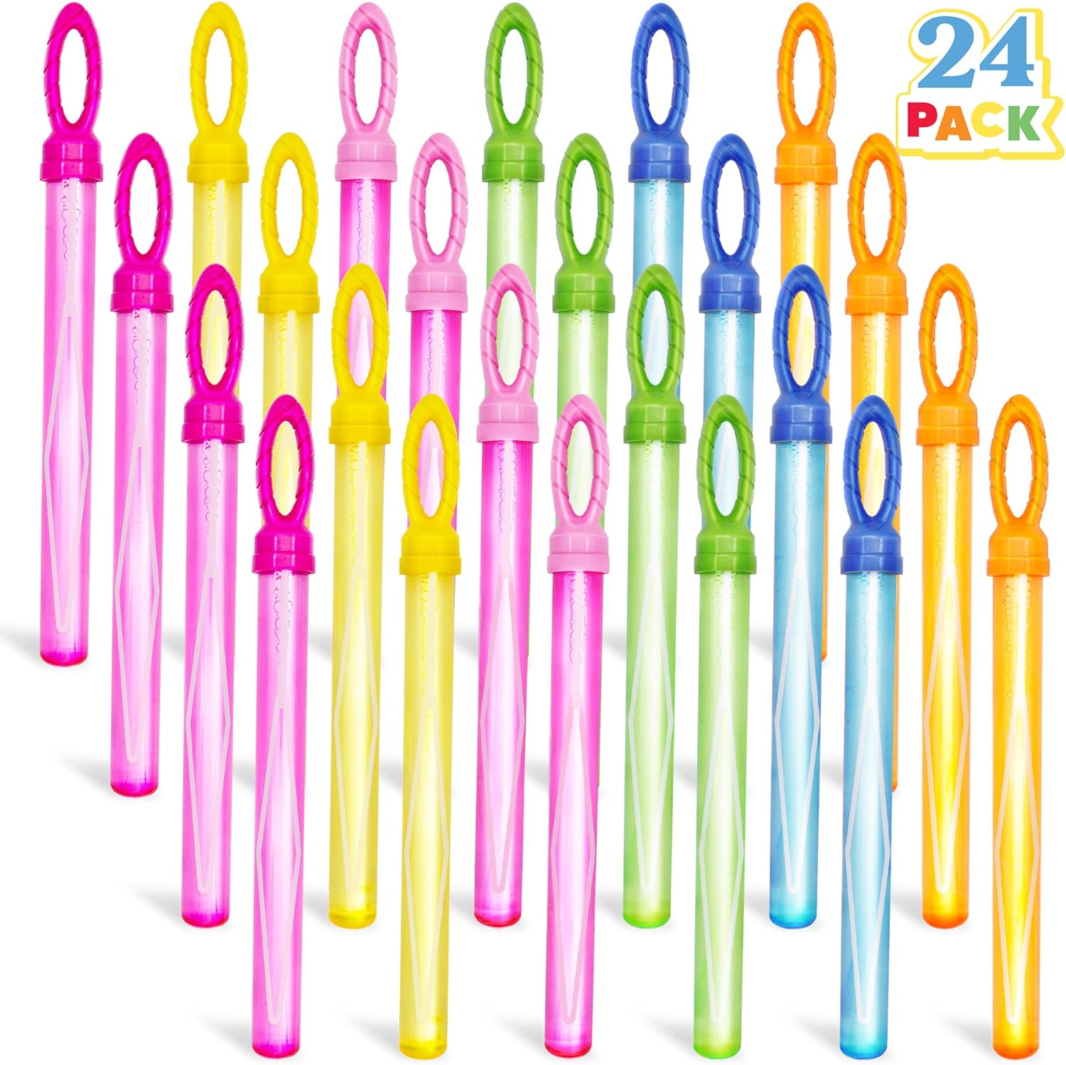 JOYIN 24 Pack 14 Big Bubble Wands Bulk Leaf Blower Bubble (2 Dozen) for Summer Toy, Outdoor/Indoor Activity Use, Easter, Bubbles Party Favors Supplies for Kids