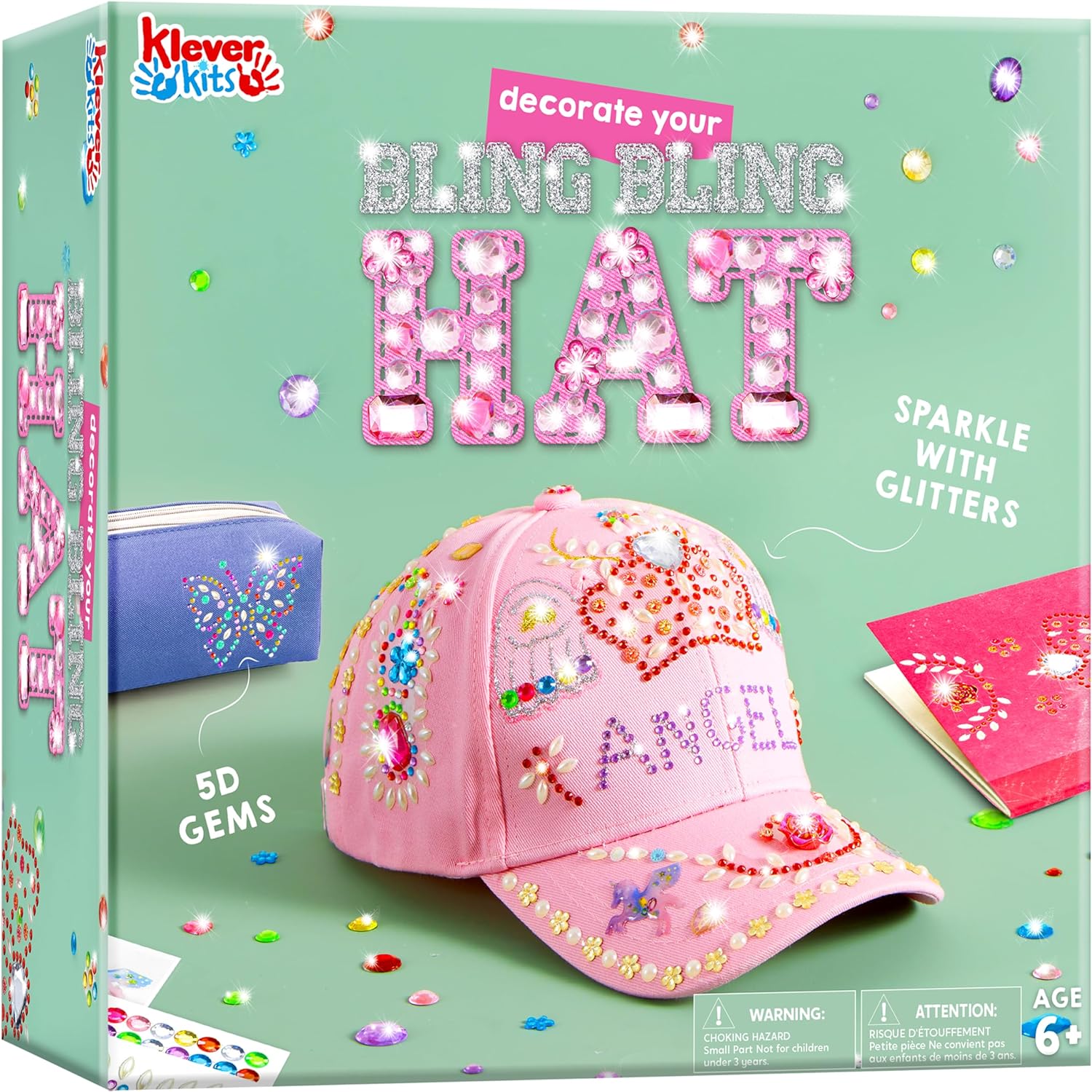 Klever Kits Decorate Your Own Baseball Cap with 7 Sheets Gems Stickers, Crafts Activity Kit for Kids, Girls DIY Art and Craft Kits, Fun Creative DIY Arts & Crafts Activity, Gifts Toys for Kids Girls