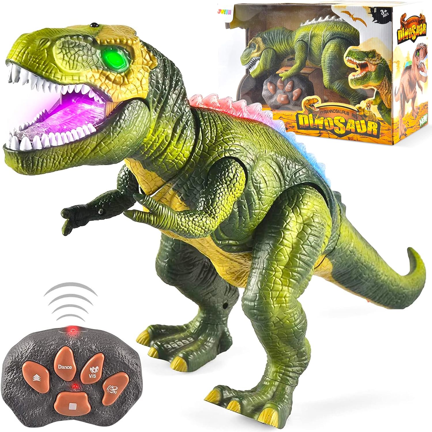 JOYIN Robot Dinosaur Toy for Kids Boys 3  Big T rex Dinosaur Toy with Light and Realistic Roaring Sound, Walking & Dancing Dinosaur Toy, Electronic Steam Toy, Birthday Gift for Kids Boys Girls