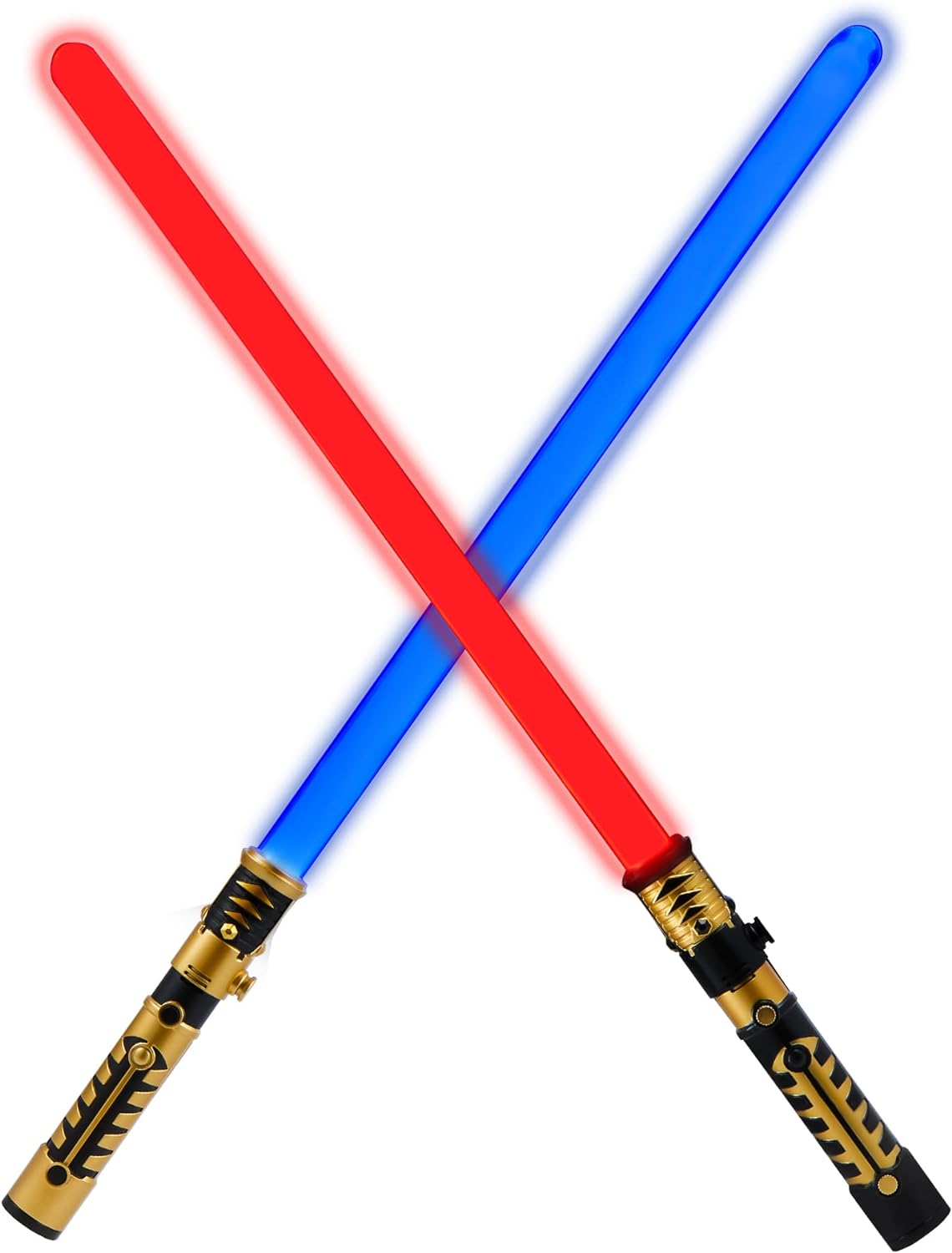 JOYIN 2 Pcs Light Sword Toys(28.5), 2 in 1 Light up, Dual Light Swords with FX Sound (Motion Sensitive), Dress Up Costume Kit, Kids Gifts for Christmas Birthday, Galaxy War Fighters Warriors