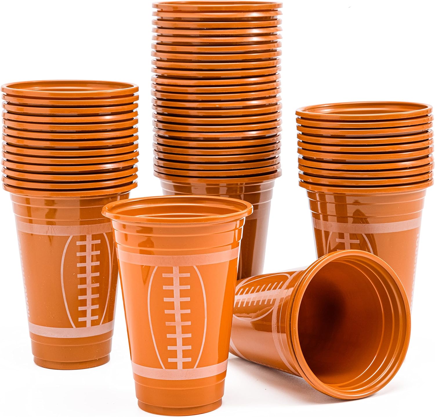 JOYIN 72 Pcs 16oz Football Plastic Cups, Disposable Party Cups Tableware for Football Party, Tailgate Events, Birthday Party Supplies Favors, Football Decorations