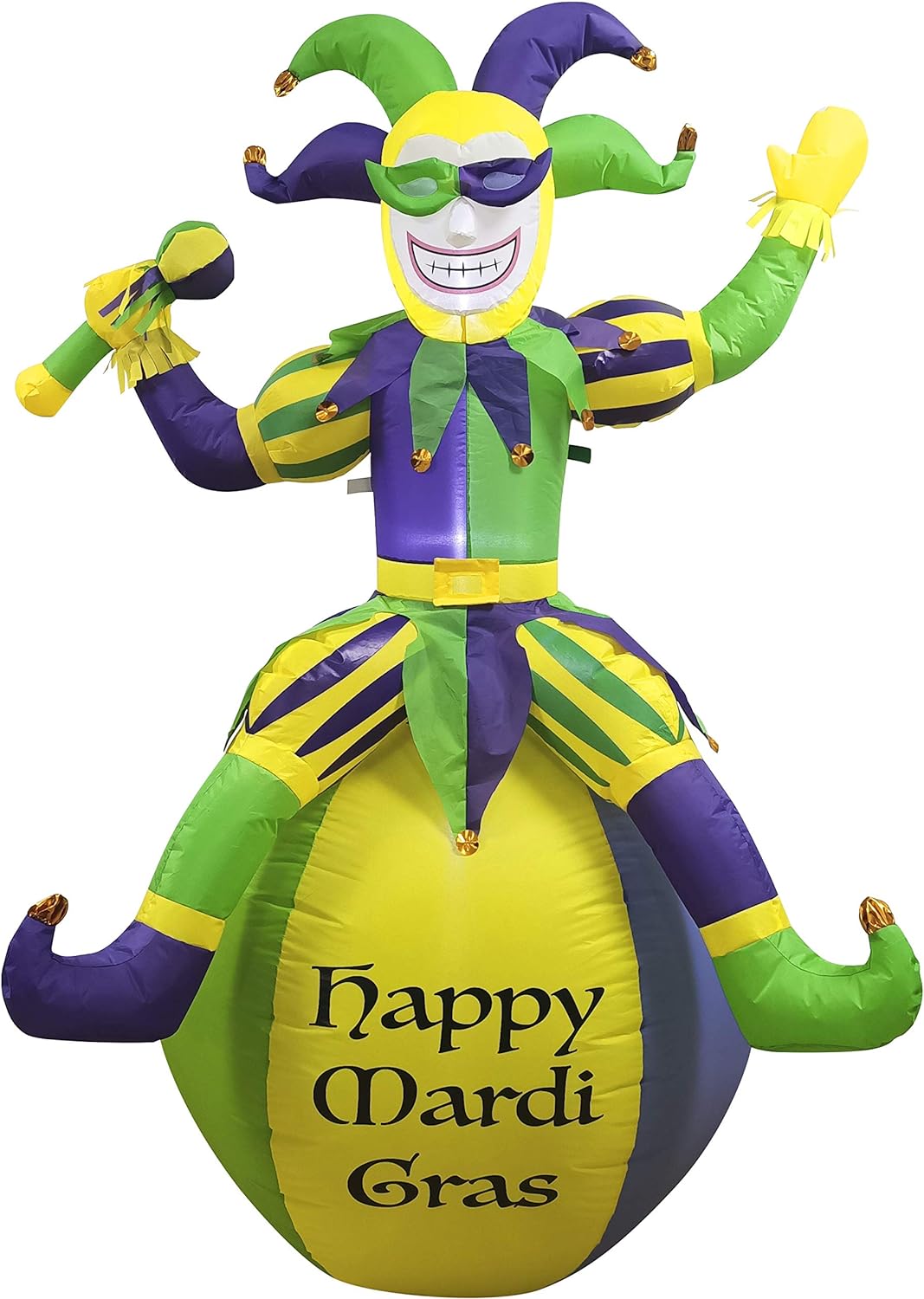 Joiedomi 6 FT Tall Jester On Ball Mardi Gras Inflatable Yard Decoration