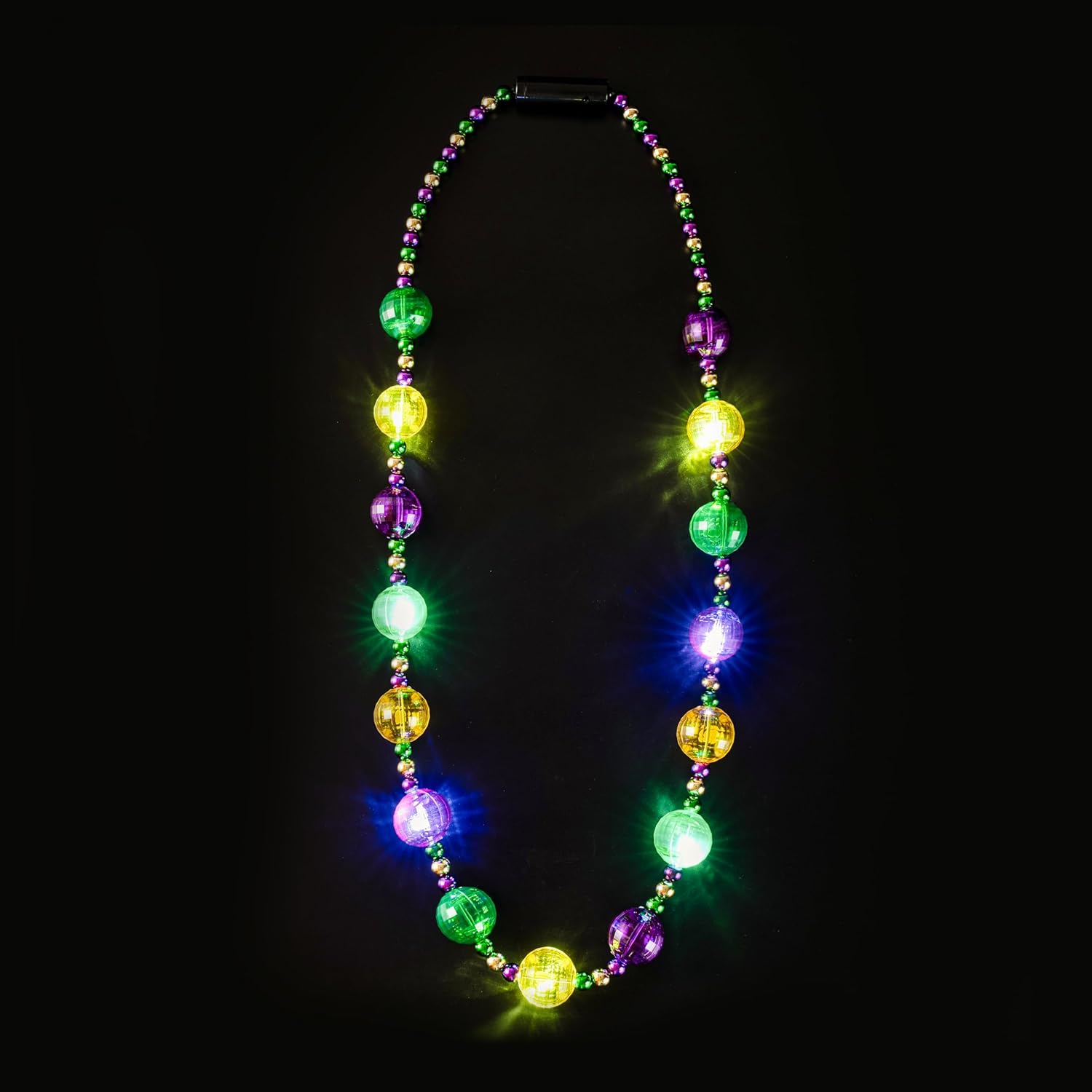 JOYIN 41'' LED Mardi Gras Jumbo Bead Necklaces, Gold Green Purple Light Up Necklaces, LED Mardi Gras Necklace Bead, Necklace with Light for Mardi Gras Decorations Party Favors Outfit Accessories