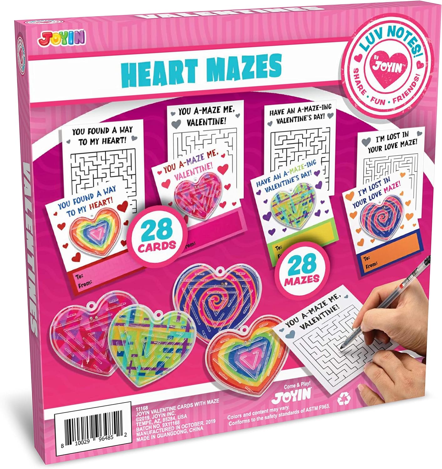 JOYIN 28 Pack Valentines Day Gift Cards with Gift Heart Maze Toys for Classroom Exchange Prizes, Valentine Party Favors Toys