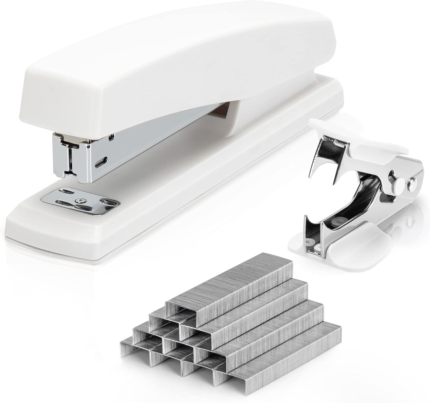 Deli Stapler, Desktop Stapler, Office Stapler, 25 Sheet Capacity, Includes 1000 Staples and Staple Remover, White