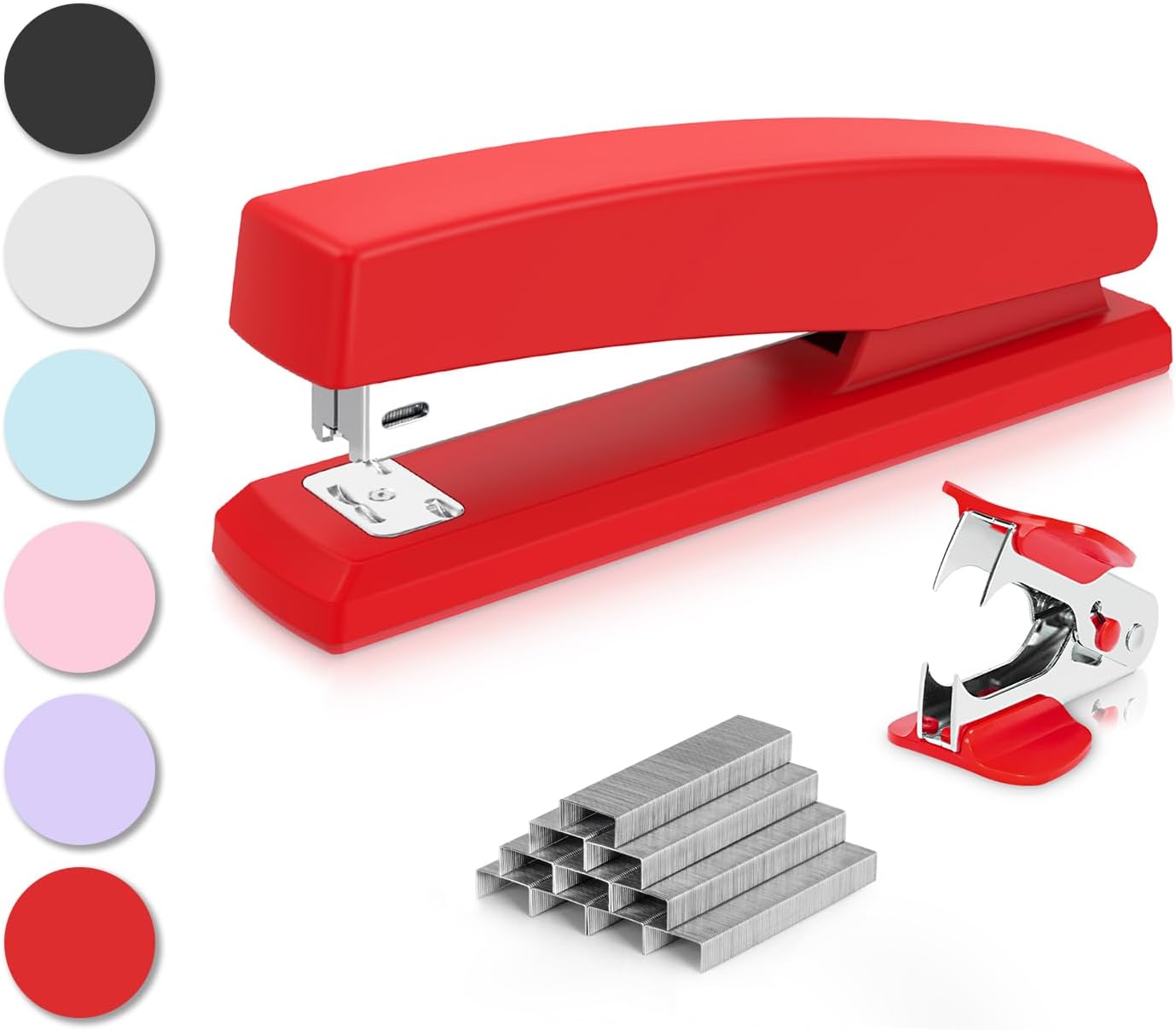 Deli Stapler, Desktop Stapler, Office Stapler, 25 Sheet Capacity, Includes 1000 Staples and Staple Remover, Red