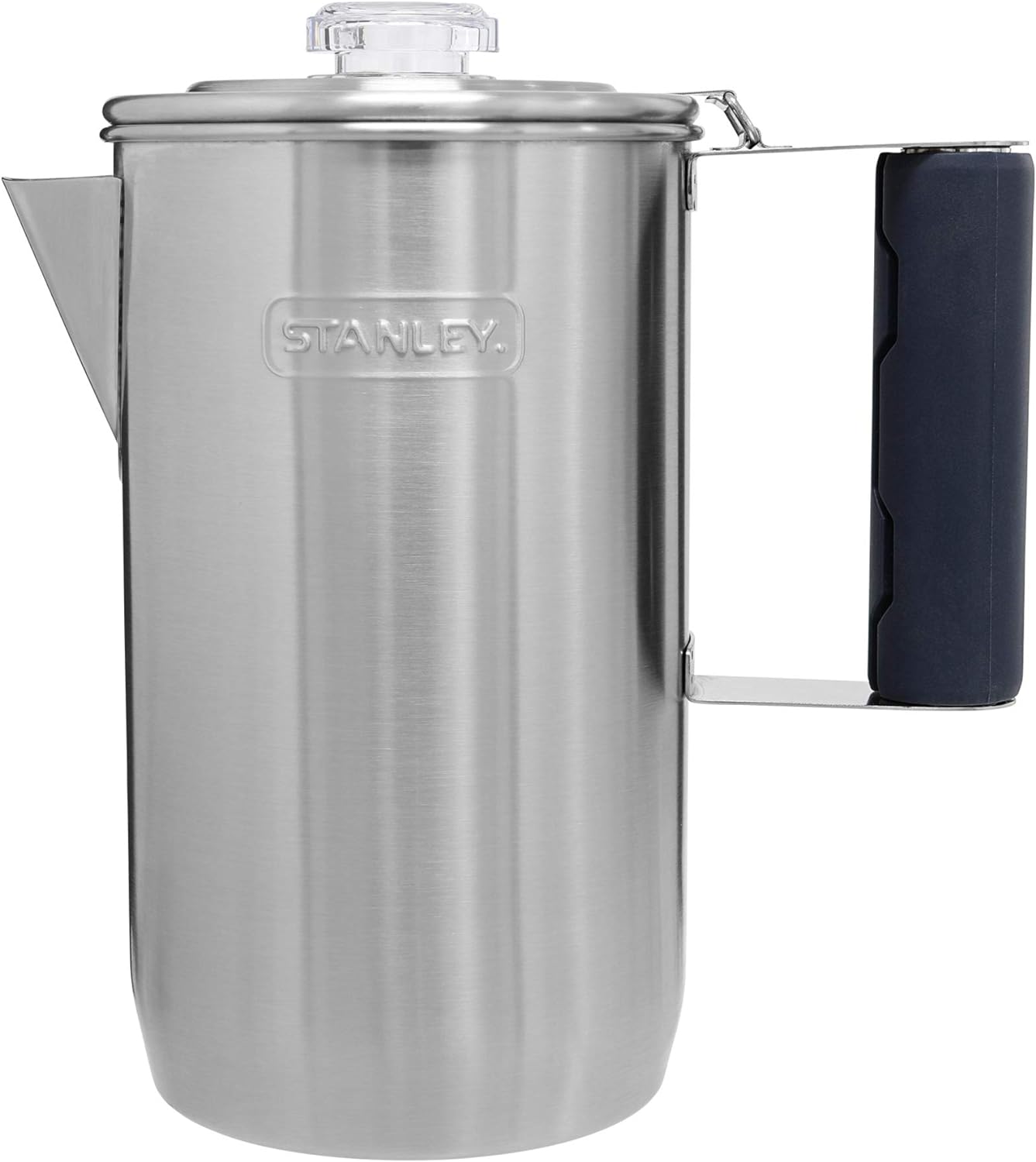 Stanley Cool Grip Camp Coffee Percolator 1.1QT, Stainless Steel Wide Mouth Coffee Press, Large Capacity, Ergonomic Handle, Dishwasher Safe