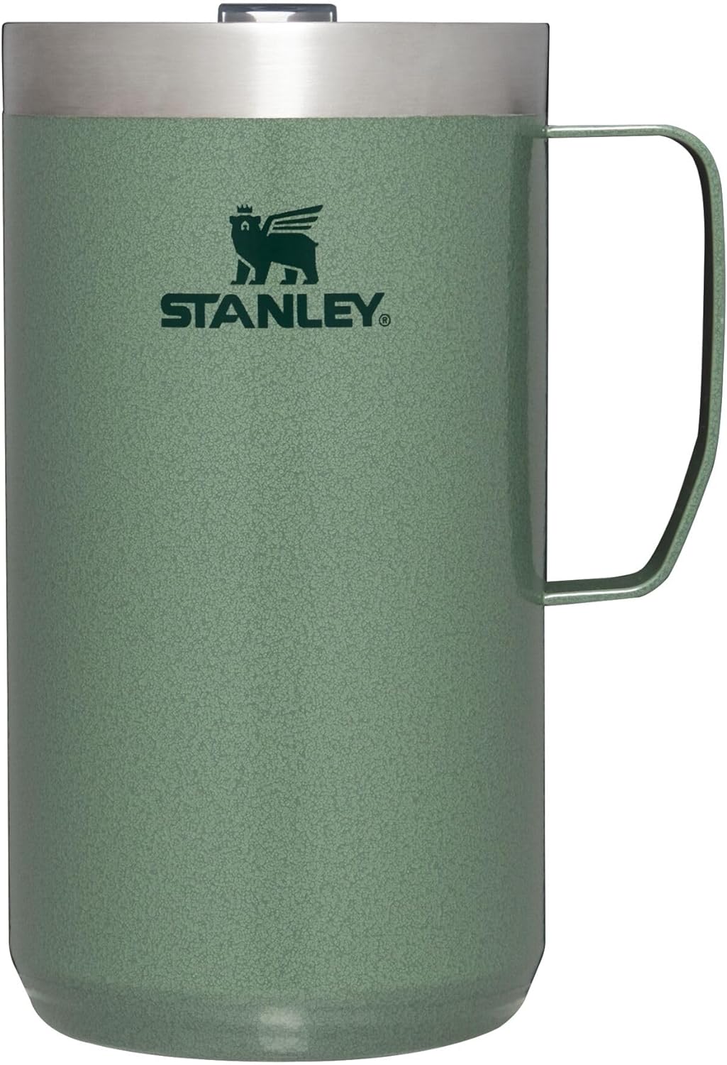 Stanley Stay Hot Camp Mug - Durable 18/8 Stainless Steel Insulated Mug - Splash-Free Tritan Drink-Thru Lid - 24 OZ - Hammertone Green