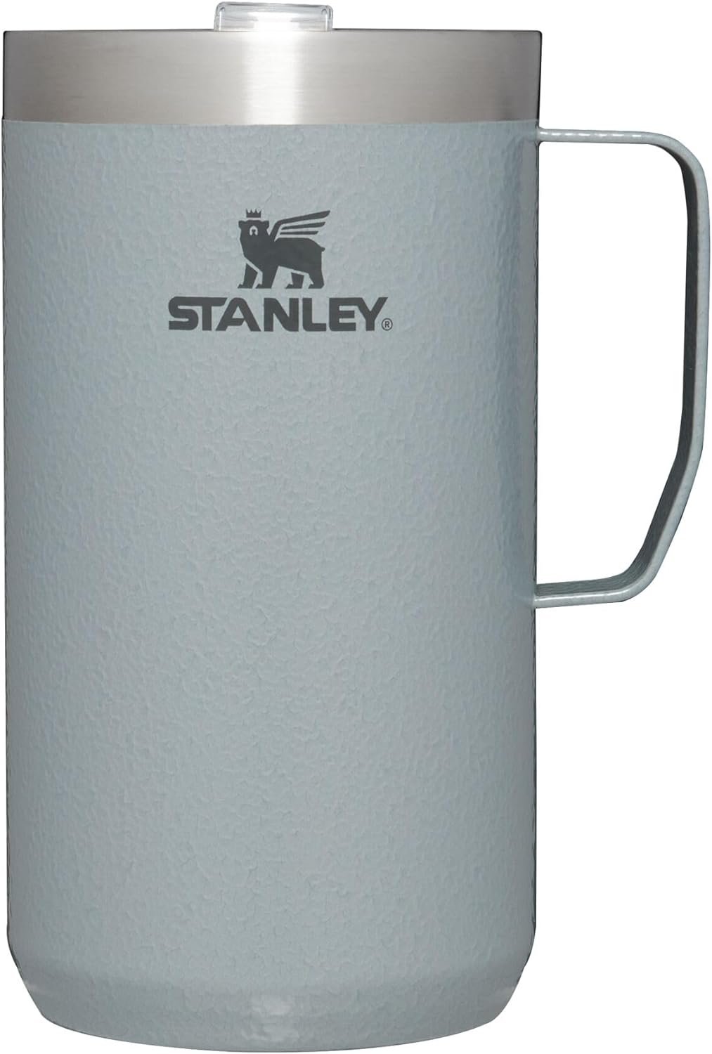 Stanley Stay Hot Camp Mug - Durable 18/8 Stainless Steel Insulated Mug - Splash-Free Tritan Drink-Thru Lid - 24 OZ - Hammertone Silver