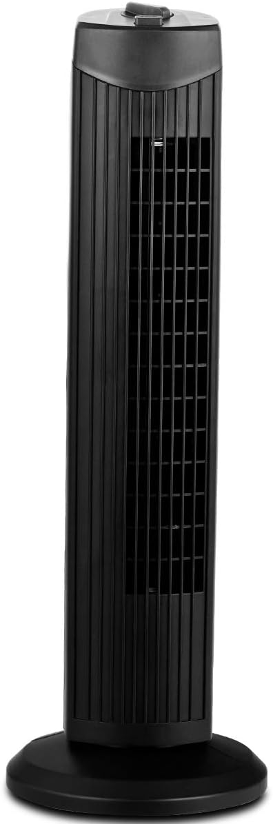 COSTWAY Tower Fan, 28-Inch Oscillating Tower Fan, Quiet Cooling Whole Room Bladeless, 3 Speed, 3 Wind Mode, Oscillating Tower Fan for Bedrooms, Living Rooms, Kitchen (Black)