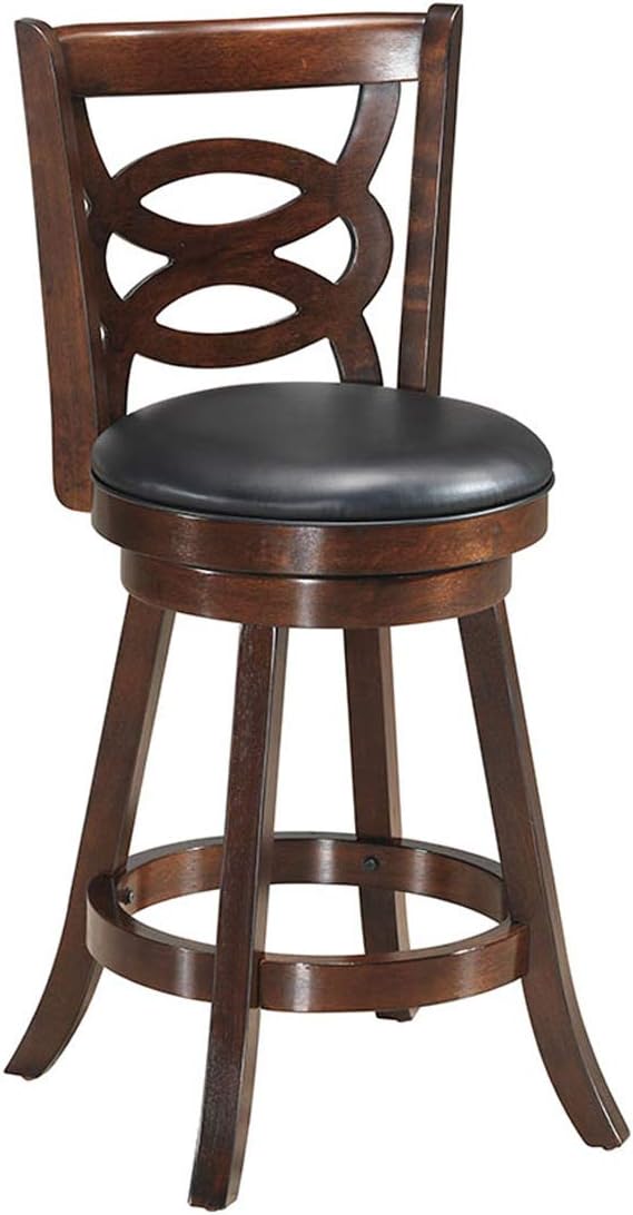 COSTWAY Bar Stools, Counter Height Dining Chair, Fabric Upholstered 360 Degree Swivel, PVC Cushioned Seat, Perfect for Dining and Living Room (Height 24)