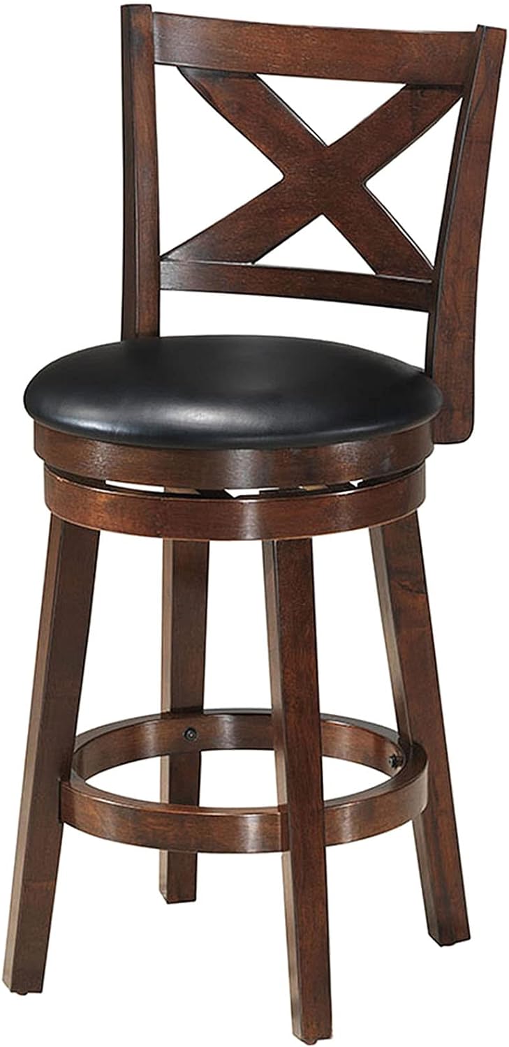 COSTWAY Bar Stools, Counter Height Dining Chair, Fabric Upholstered 360 Degree Swivel, PVC Cushioned Seat, Perfect for Dining and Living Room (Height23.5)