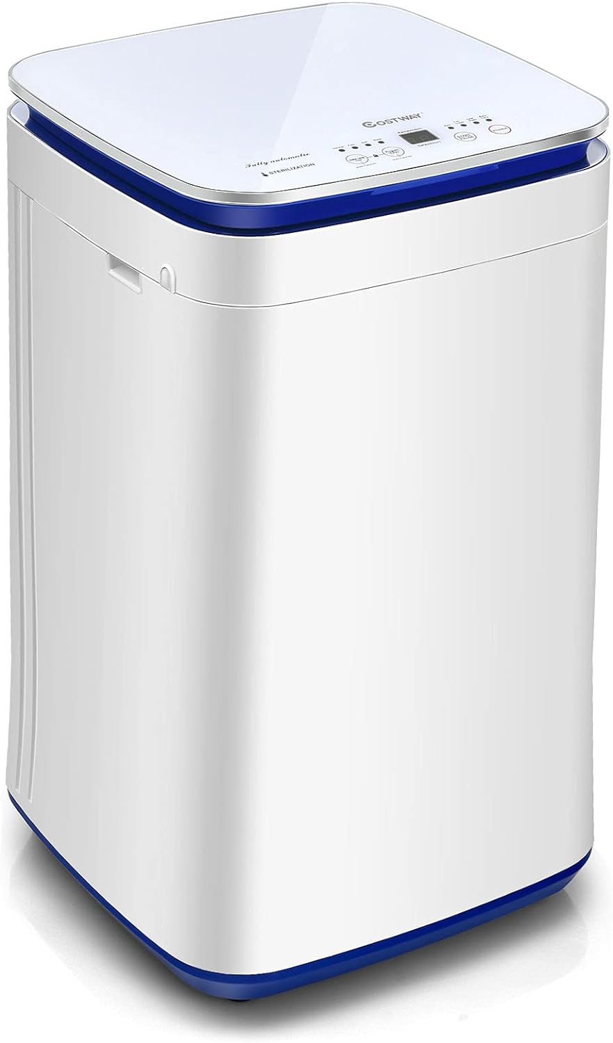COSTWAY Full Automatic Washing Machine, 7.7Lbs Capacity, 8 Programs, 2-in-1 Portable Washer and Spinner with 24 Hours Delay, 3 Heating Function, Laundry Washer with Drain Pump for Apartment, RV