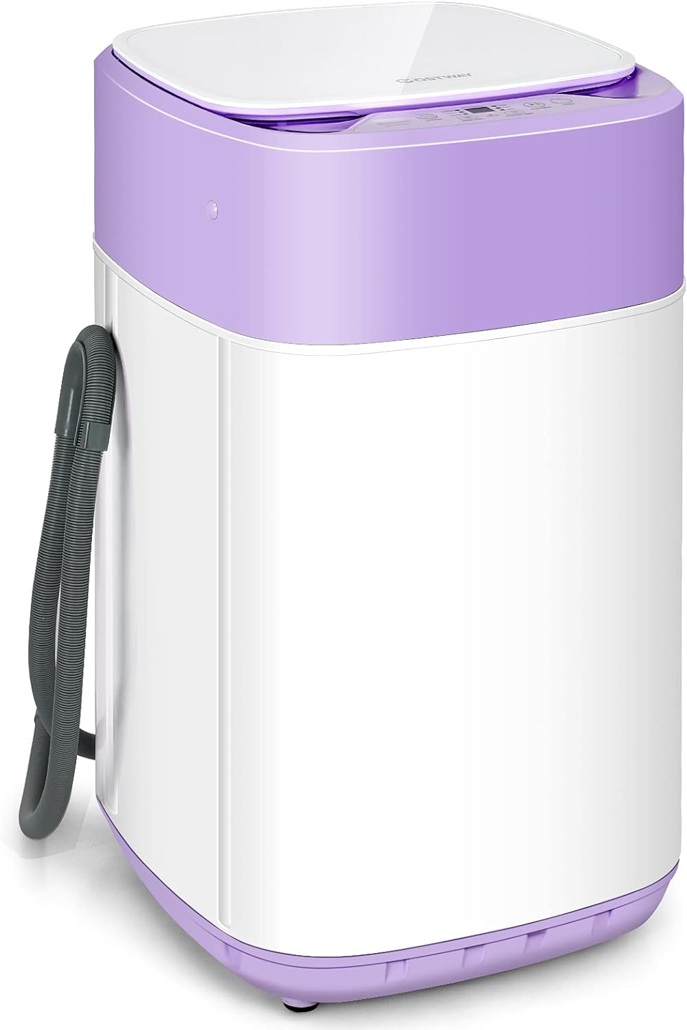 COSTWAY Portable Washing Machine, Built-in Drain Pump, 8Lbs Capacity, Full-Automatic washer with 6 Programs, Child Lock, Compact Laundry Washer for RV, Dorm, Apartment, Purple