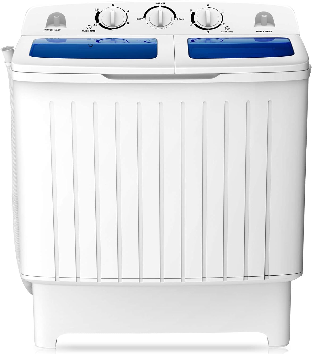 COSTWAY Portable Washing Machine, Twin Tub 20 Lbs Capacity, Washer(12 Lbs) and Spinner(8 Lbs), Durable Design, Timer Control, Compact Laundry Washer for RV, Apartments and Dorms, Blue White