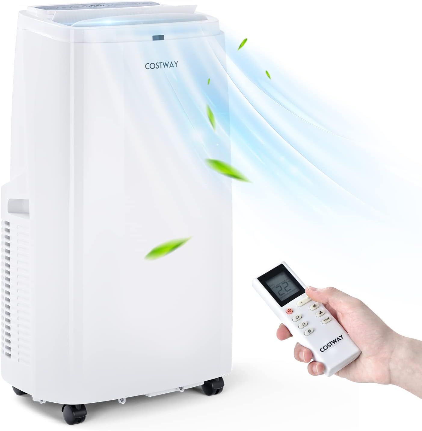 COSTWAY Portable Air Conditioner 9000 BTU, 3 in 1 Air Cooler with Fan & Dehumidifier, Quiet AC Unit Cools Rooms up to 350 sq.ft, Sleep Mode, 3 Fan Speeds, 24H Timer, Digital Display & Remote Control (9000BTU)