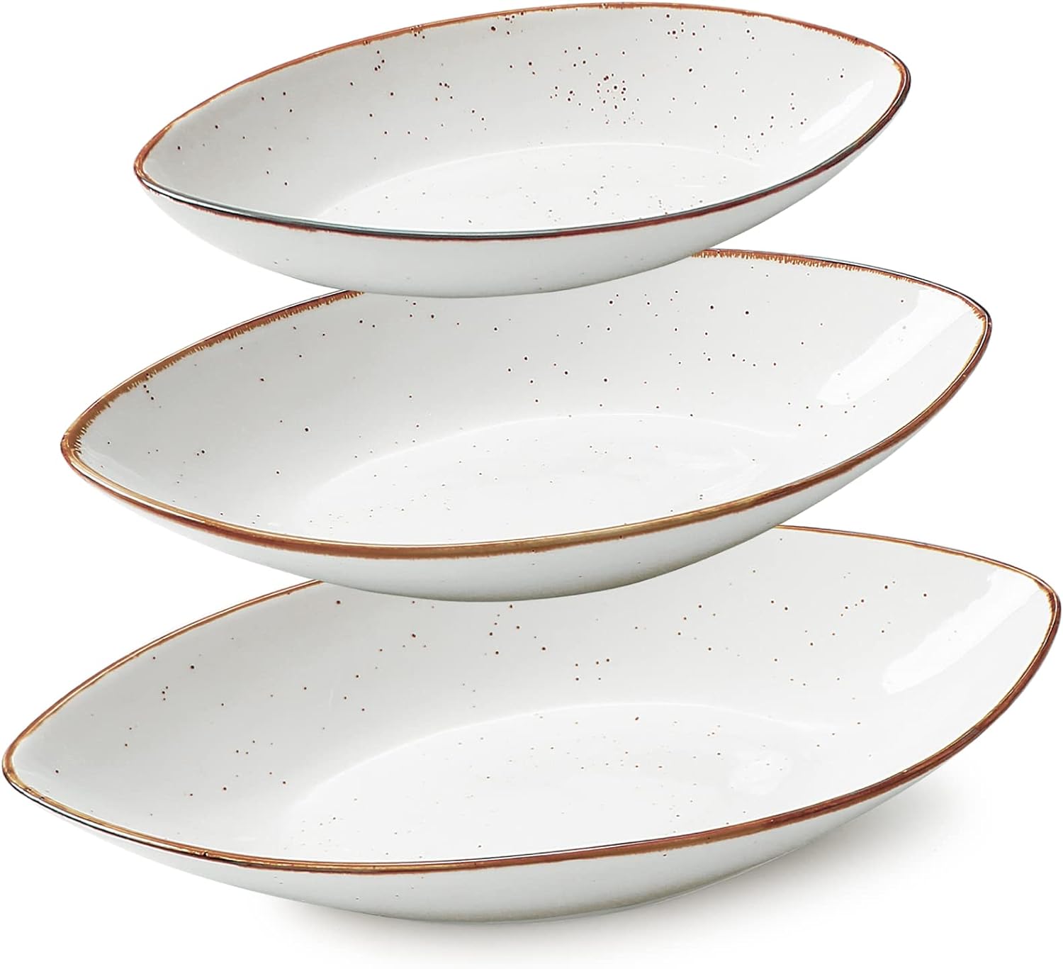 ONEMORE Serving Bowls for Entertaining, Large Serving Dishes Set of 3 Serving Platters and Trays for Parties - Ceramic Oval Plates for Dinner Food Fruit Salad Side Dishes - 10/25/35 oz - Creamy White