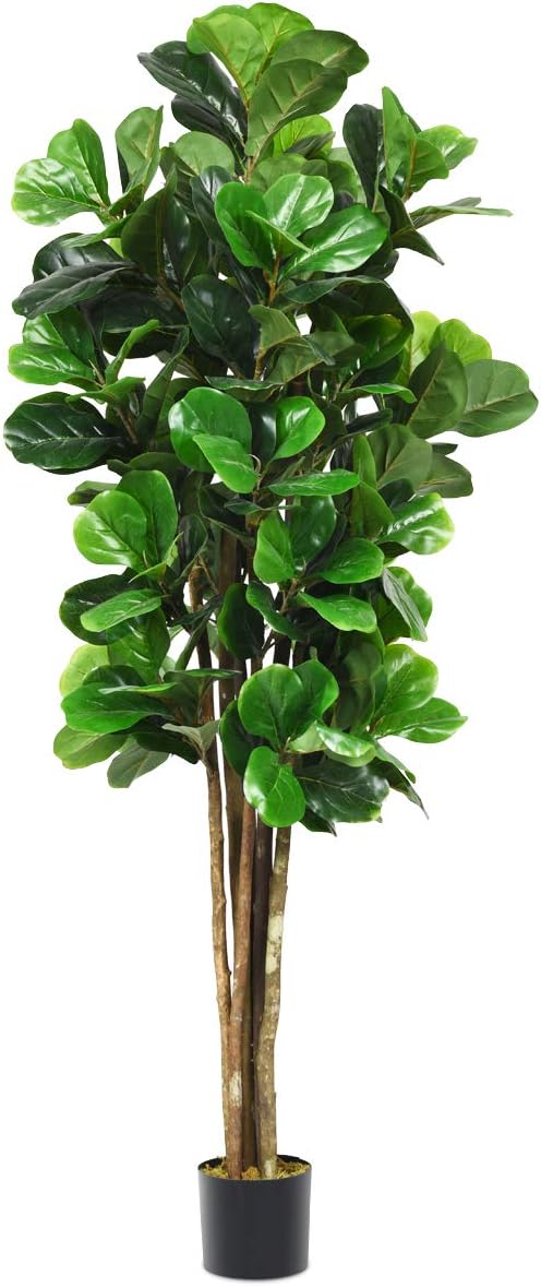 Goplus Fake Fiddle Leaf Fig Tree, 6FT Tall Artificial Tree Greenery Plants in Pots, Decorative Faux Trees for Indoor Home Office