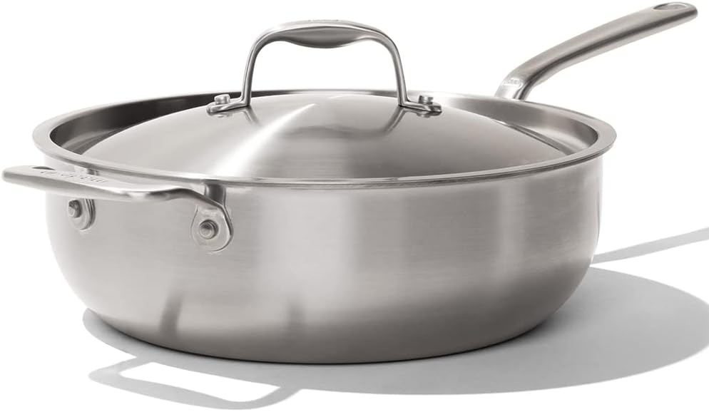 Made In Cookware - 5 Quart Stainless Steel Saucier Pan - 5 Ply Stainless Clad - Professional Cookware - Made in Italy - Induction Compatible