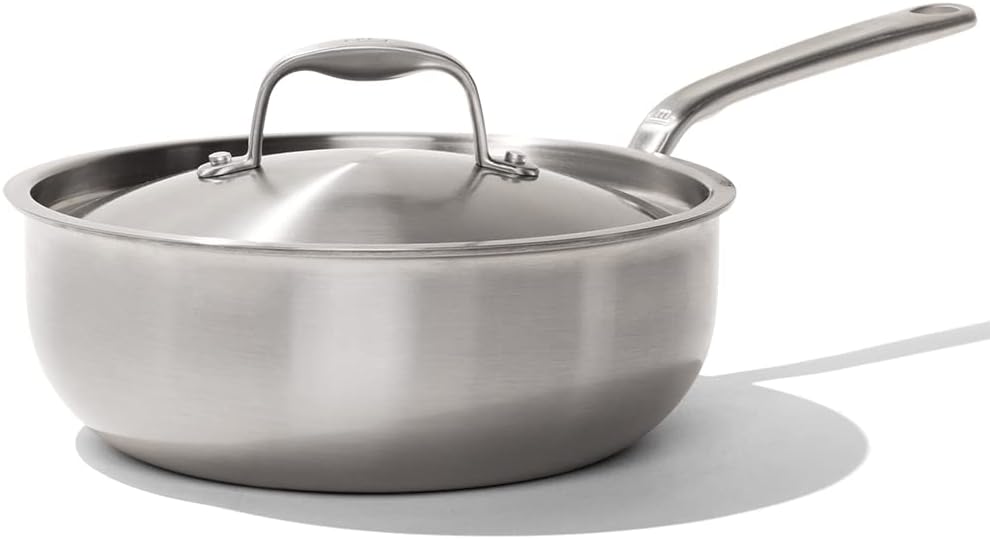 Made In Cookware - 3 Quart Stainless Steel Saucier Pan - 5 Ply Stainless Clad - Professional Cookware - Made in Italy - Induction Compatible