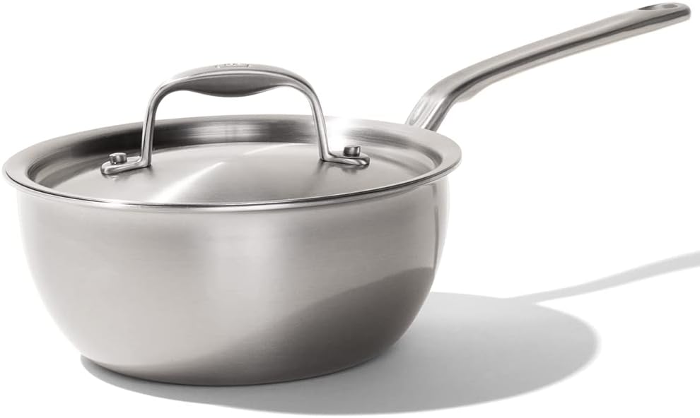 Made In Cookware - 2 Quart Stainless Steel Saucier Pan - 5 Ply Stainless Clad - Professional Cookware - Made in Italy - Induction Compatible