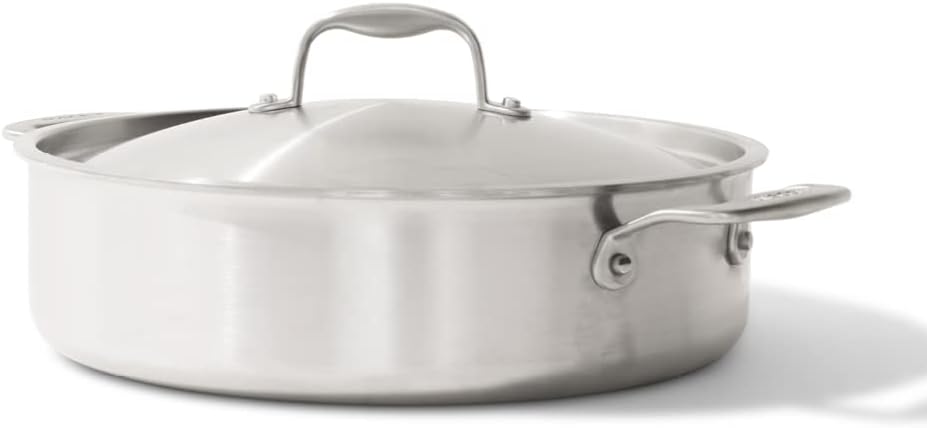 Made In Cookware - 6 Quart Stainless Steel Rondeau Pot w/Lid - 5 Ply Stainless Clad - Professional Cookware - Made in Italy - Induction Compatible