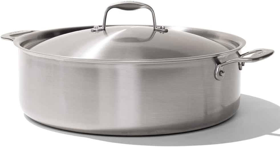 Made In Cookware - 10 Quart Stainless Steel Rondeau Pot w/Lid - 5 Ply Stainless Clad - Professional Cookware - Made in Italy - Induction Compatible