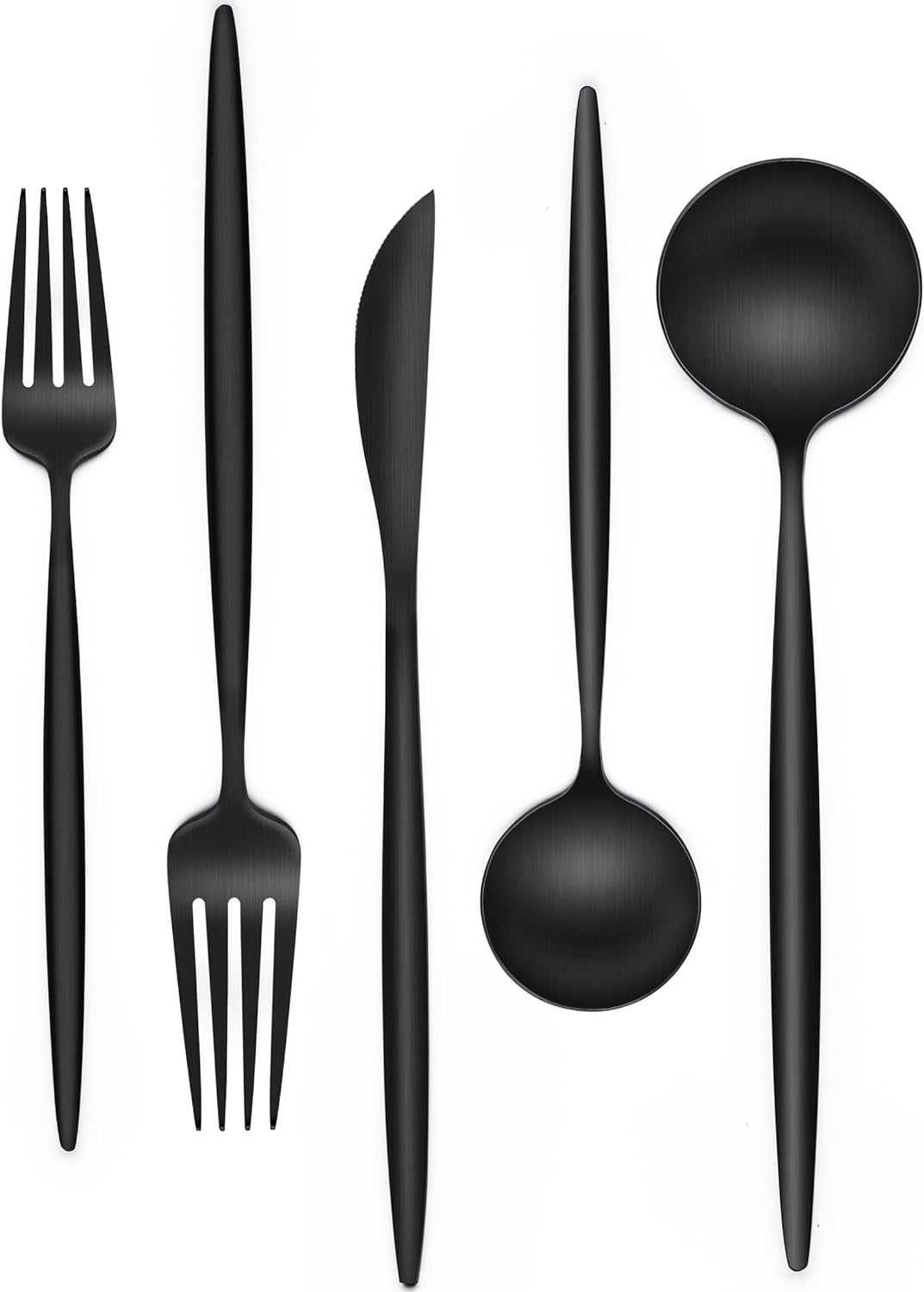 Matte Black Silverware Set 30 Piece, Wildone Stainless Steel Flatware Set Service for 6, Cutlery Utensil Sets for Home Restaurant, Include Knife Fork Spoon Set, Dishwasher Safe