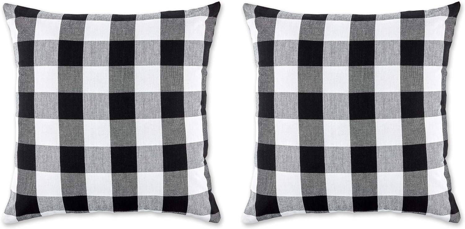 DII 100% Cotton Buffalo Check Pillow Cover Set, Black, 20x20, 2 Piece