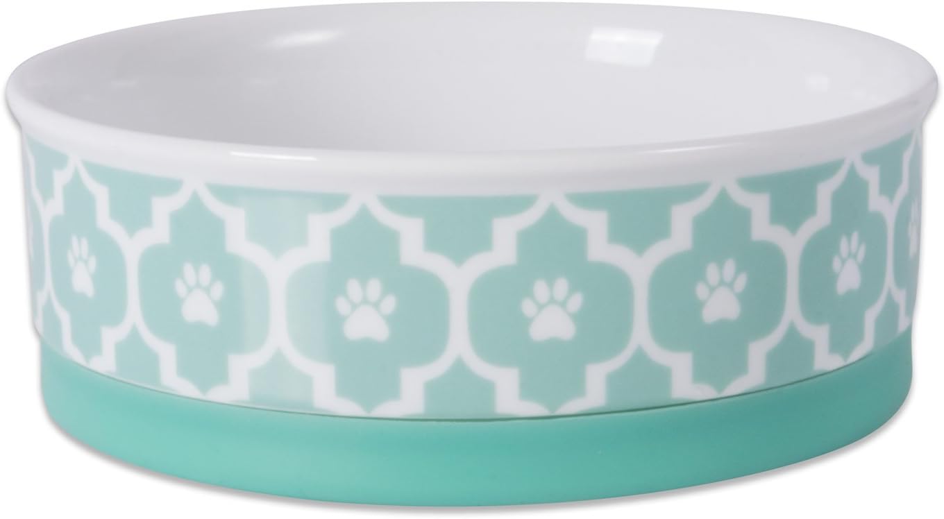 Bone Dry Lattice Collection Pet Bowl & Canister, Medium, 6x2, Aqua