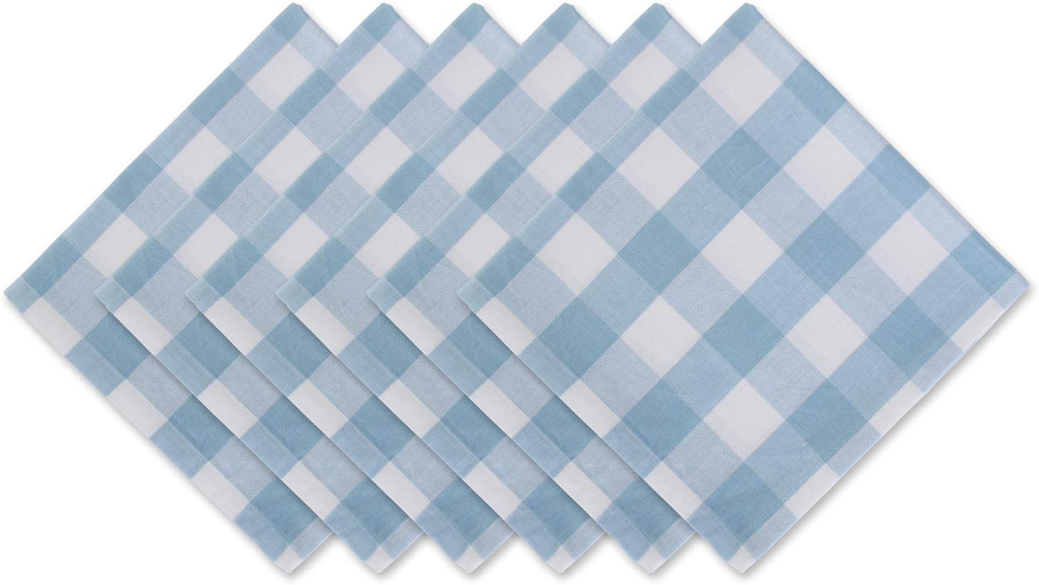 DII Buffalo Check Collection, Classic Farmhouse Tabletop Set, Napkin Set, 20x20, Light Blue & White, 6 Piece