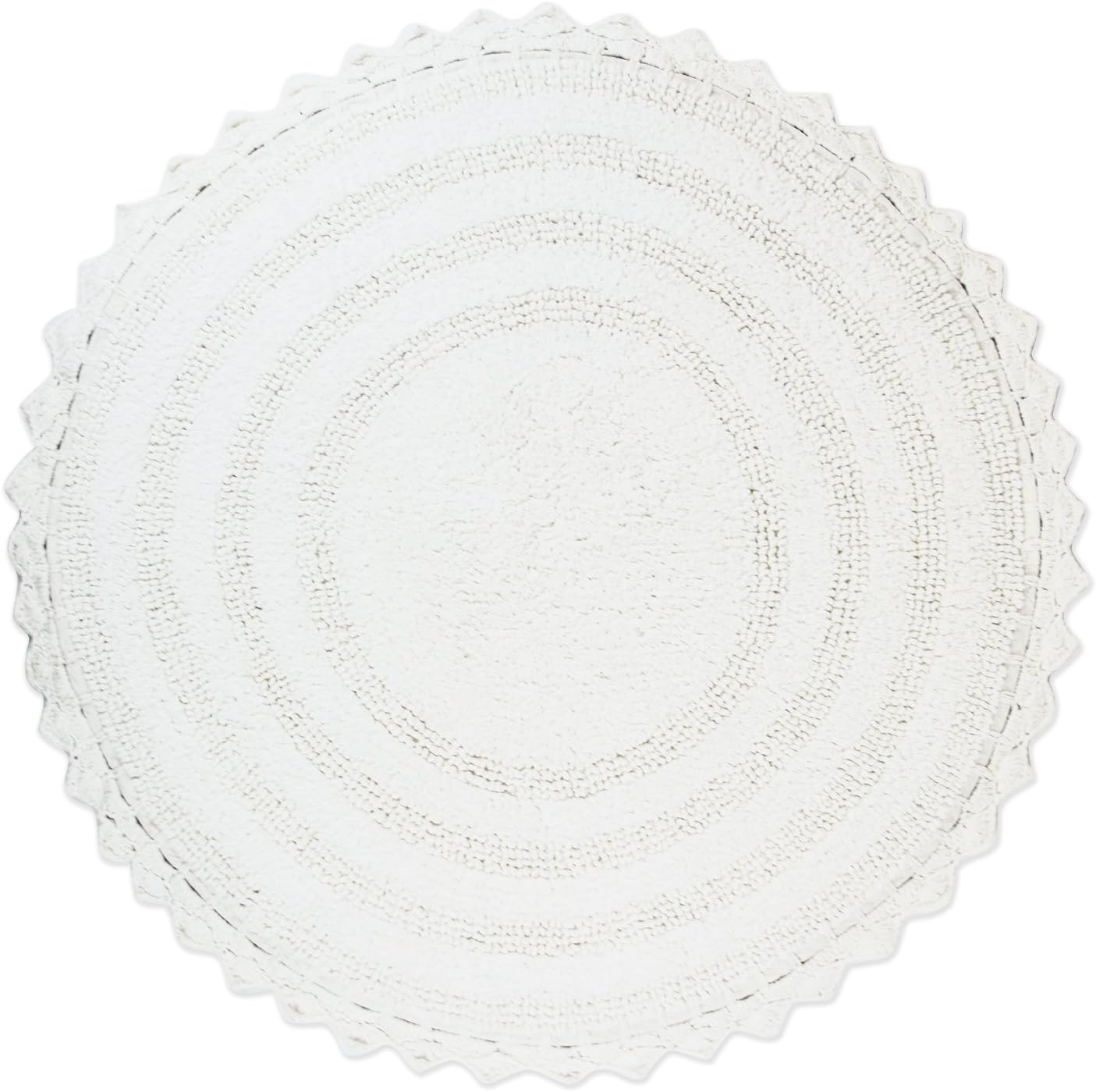 DII Crochet Collection Reversible Bath Mat, Round, 27.5 Diameter, White