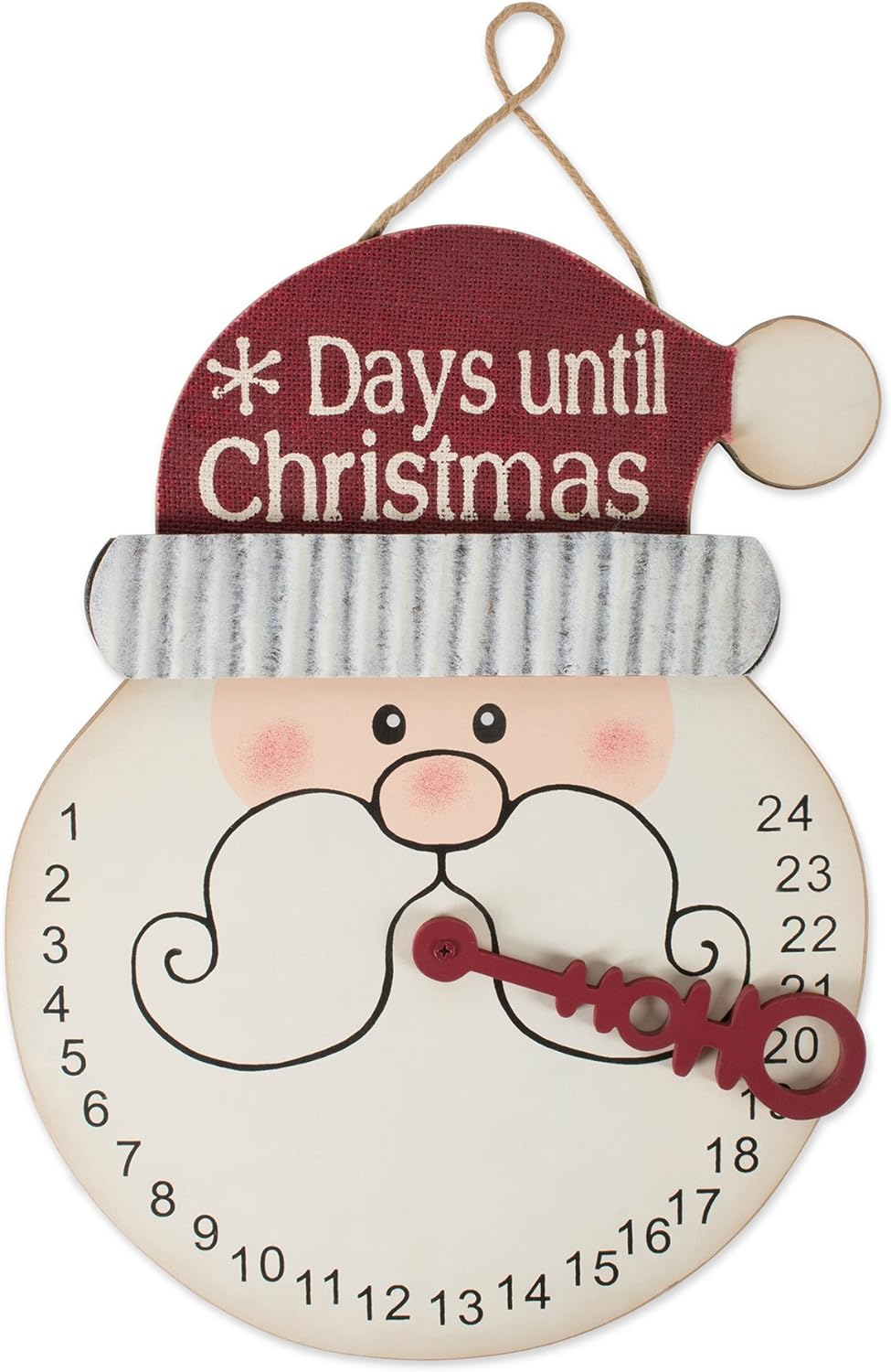 DII Christmas Advent Collection Decorative & Reusable Wooden Countdown Calendar, 16.75x12.75, Santa Beard