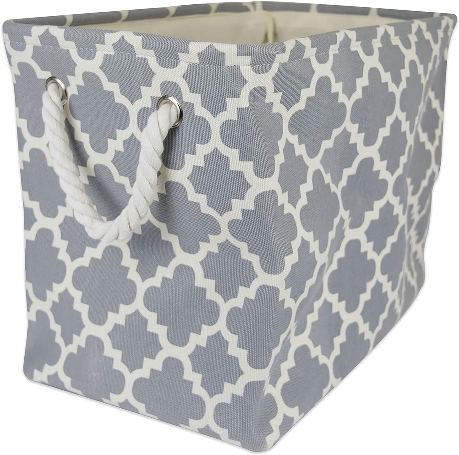 DII Polyester Container with Handles, Lattice Storage Bin, Large, Gray