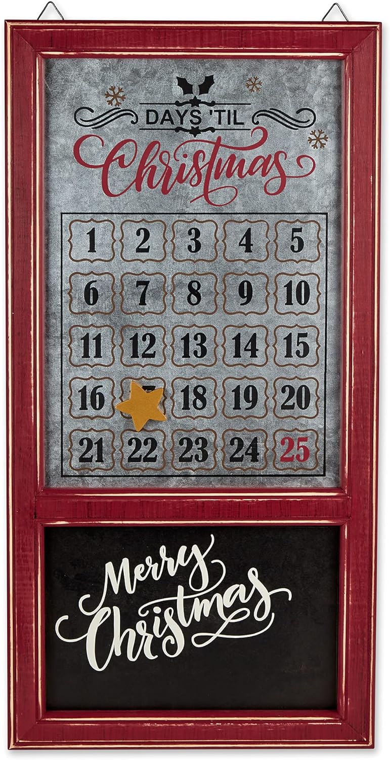 DII Christmas Advent Collection Decorative & Reusable Wooden Countdown Calendar, 30x15.37, Chalkboard